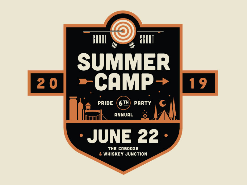 Summer Camp Pride Party 2019 bullseye camp city badge patch camping dance party trans bi gay lesbian midwest minnesota minneapolis lgbtq queer summer camp pride