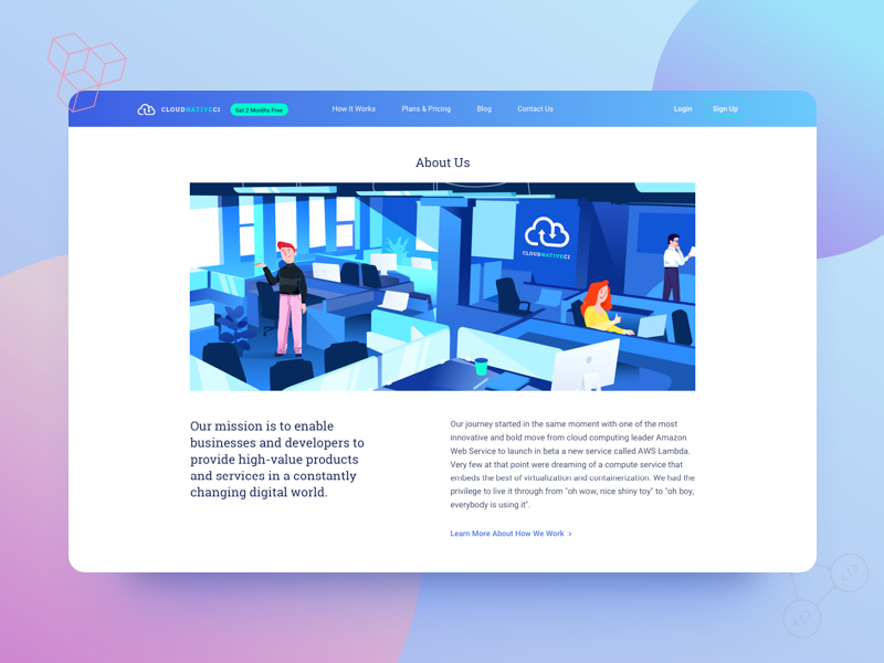 Continuous Integration - About Us Page typography landing ux ui about us illustrations web design