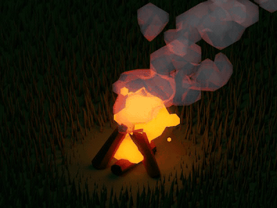 Campfire (WIP) 3d cinema 4d fire low poly wip