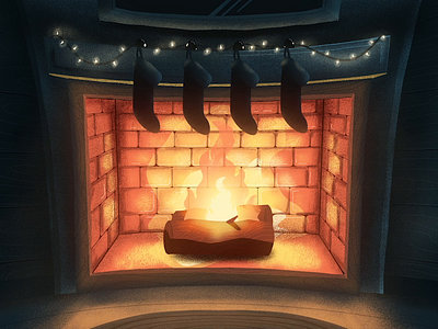 Animated Fireplace after affects animation illustration motion design motion graphics photoshop procreate