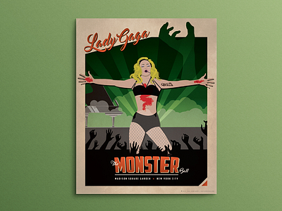 Lady Gaga 'Monster Ball' Vintage Tour Poster illustration lady gaga music pop culture vintage