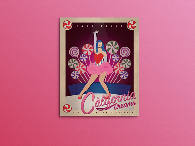 Katy Perry California Dreams Vintage Tour Poster concert design illustration katy perry music pop art poster retro tour vector vintage