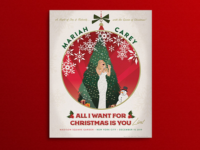 Mariah Carey - Retro Christmas Concert Tour Poster christmas concert design illustration mariah carey music pop art poster retro tour vintage