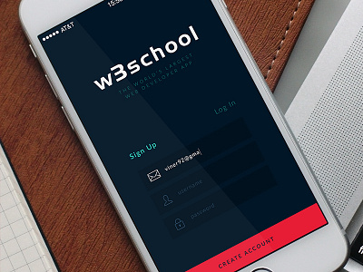 W3School App app design interface login mobile page register screen signin signup ui ux