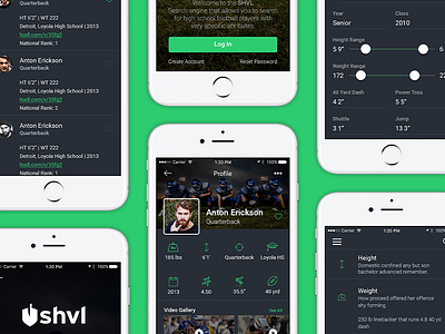 Shvl App Screens clean design interface screens showcase sport ui ux