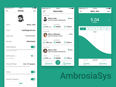 AmbrosiaSys App Design app design doctor hospital interface login medical mobile ui ux