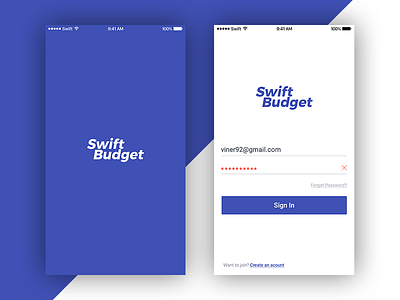 SwiftBudget App Design account app budget interface login mobile money splash transfer ui