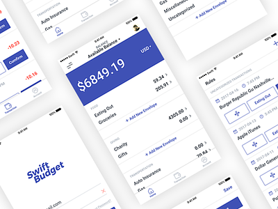 SwiftBudget App Design Screens account bank budget money onlinebank screens showcase ui ux
