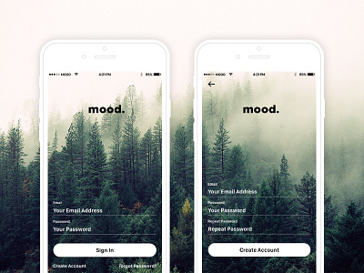 Mood Photo Feed App app design login nature photo photography signin signup