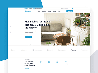 Vacaycamp Website Header Design apartment flat header home housing rent rental service webdesign