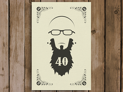 40 40 beard glasses print