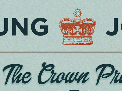 The Crown blue crown gotham navy orange script texture