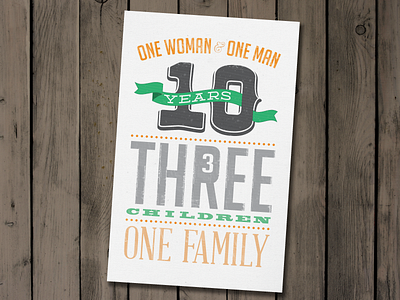 1+1+10+3+1 10 3 ampersand green one orange poster print three type years