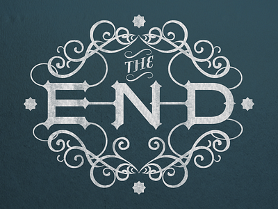 The End - 3 blue custom end navy swirl texture the typography white
