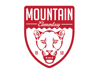 Mountain Elementary badge elementary lion mountain puma red school shirt