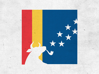 Bull Town Smoke blue bull durham flag nc north carolina pipe print red stars yellow