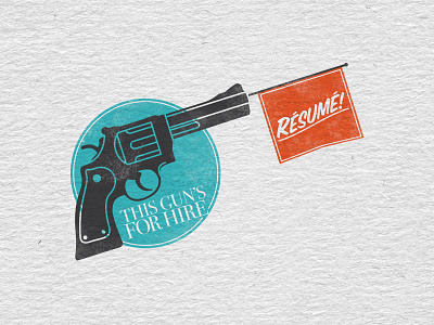 Gun's For Hire banner blue gun hire orange resume