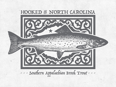 Trout appalachian fish gray grey hook nc north carolina print shirt south trout