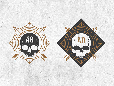 Skull Circle Arrows arrows gold gray grey print skull type