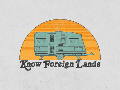 Foreign Lands blue camper orange outdoor travel type