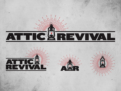 Logo Variants attic black lantern logo nc red revival south type