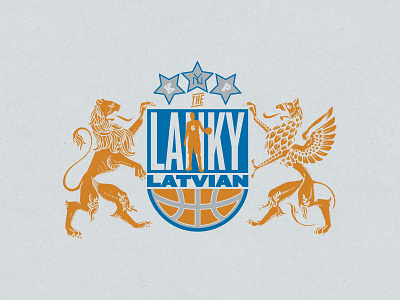 Lanky Latvian basketball flag grey knicks kristaps latvia nba new york nyc porziņģis stars type