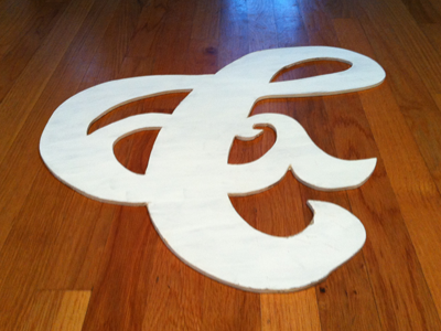 & ampersand custom gesso type white wood