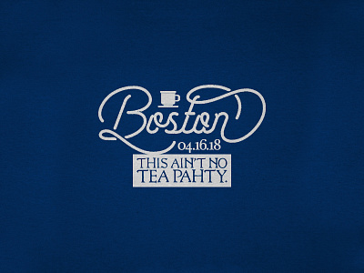 Boston Tea Marathon advertising blue boston marathon print run running shirt sports tea type