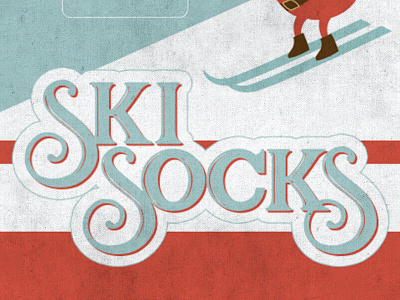 Ski Socks advertising blue chrismas red slope type white xmas