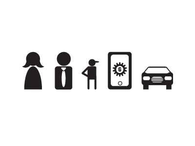 Icon Set, in progress app black car female gadget gear icon iphone kid logo male man mobile phone tie transportation white wip woman work