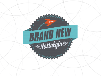 Brand New Nostalgia banner blue brand new nostalgia branding grey logo rebound rocket san serif script swirly texture typography vintage