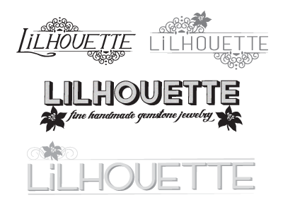 Lilhouette branding feminine floral flower grey havana jewelry lily logo modern san serif script vintage