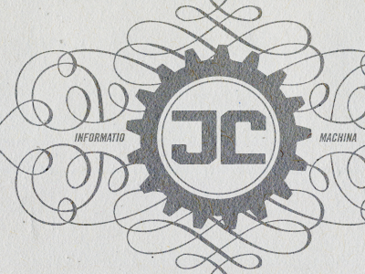 Informatio Machina branding business card circle gear jc latin logo paper print swirl texture