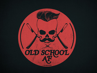 OldSchoolAF apparel blue circle design navy old orange razor school shirt skull type