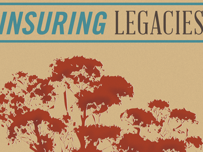 Insuring Legacies 2 blue poster red sky texture type vintage