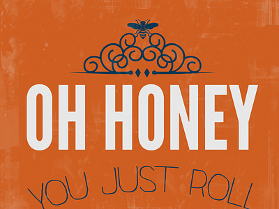 Oh Honey bee blue decor honey orange paper print quote swirl