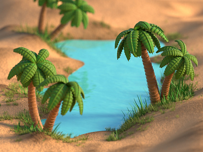 Little Oasis 3d 3d art art direction cinema4d cute design enviroment gif octane