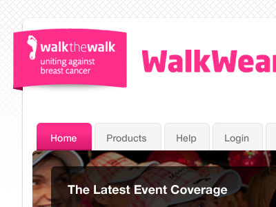 Walkwear E-Commerce grid header logo navigation pink ui