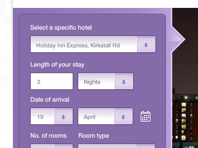 Hotel Booking booking form header hotel purple ui