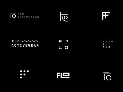 Flo Activewear Logo Explorations activewear branding flow graphics identity indoor logo minimal monogram outdoor