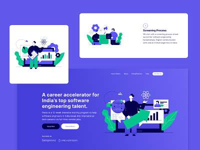 Career Accelerator Web design cards clean colour palette education funding illustration inspiration minimal startups typography ui ux vector web