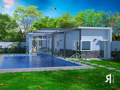 3d Archviz Swimming Pool The Mansion's 0n73r99 3d 3drender 3dsmax 3dvisualization archilovers architecture archviz blender blender3d cgi cycles exterior house photoshop rendering swimming pool visualization vray