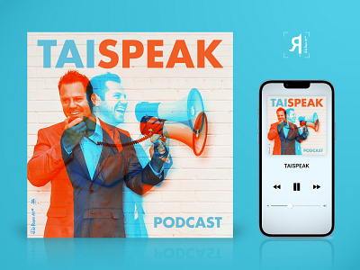 "TAISPEAK" Podcast Cover Art design 0n73r99 99designs album cover artwork branding contest duotone graphic design photoshop podcast podcast cover social media tai speak visual identity winner