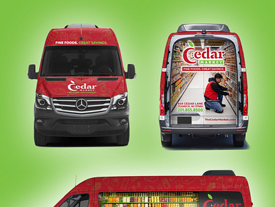 Cedar Market​​​​​​​ 3d van wrap design 0n73r99 3d 3d van wrap 3d wrapping 99designs award branding cedar cedar market contest graphic design illustrator photoshop van wrap vehicle wrap winner