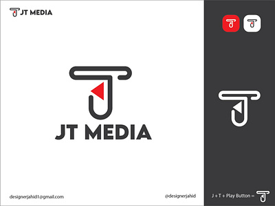 Letter J T and Play Button Combination Creative logo design