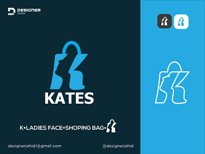 Letter K Plus Ladies Face Plus shopping Bag Combination Logo.