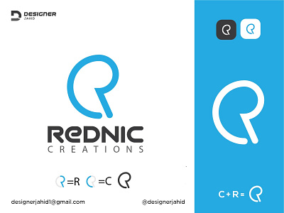 Rednic Creations R and C letter creative modern logo design.