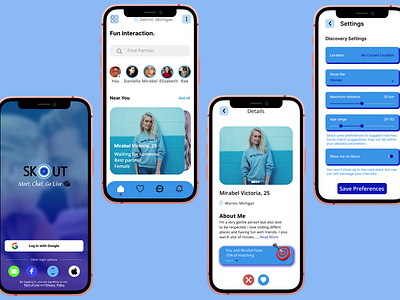 Skout: Dating app dating app design figma graphic design product design ui ux