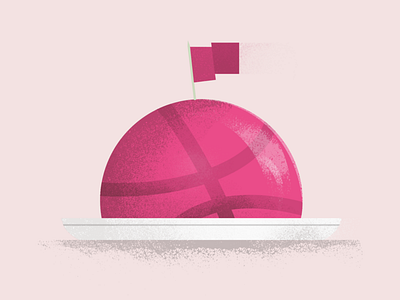 Hello Dribbble cake graphic illustration textured