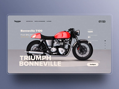 TRIUMPH Motorcycle customizer page 3d animation bonneville customize customizer design interaction landing page design motion motorcycle product triumph ui ux vietnam vintage web